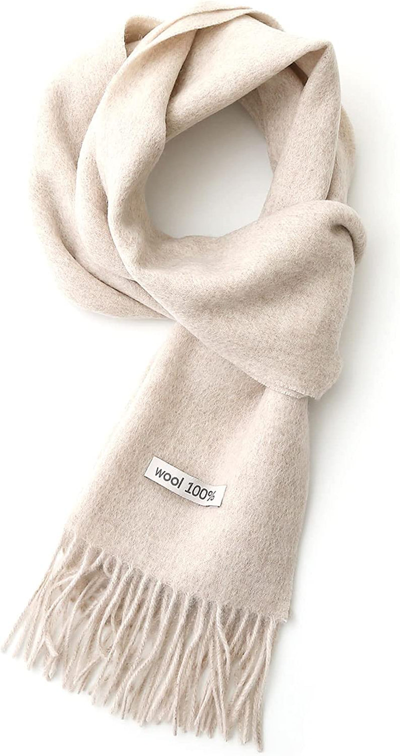 100% Wool Scarf - Men and Women Warm Soft Luxurious Solid Colors Gift Box by