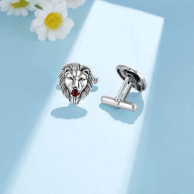 Sterling Silver Lion Head Cufflinks Vintage Jewerly Gift for Men Husband Dad Father