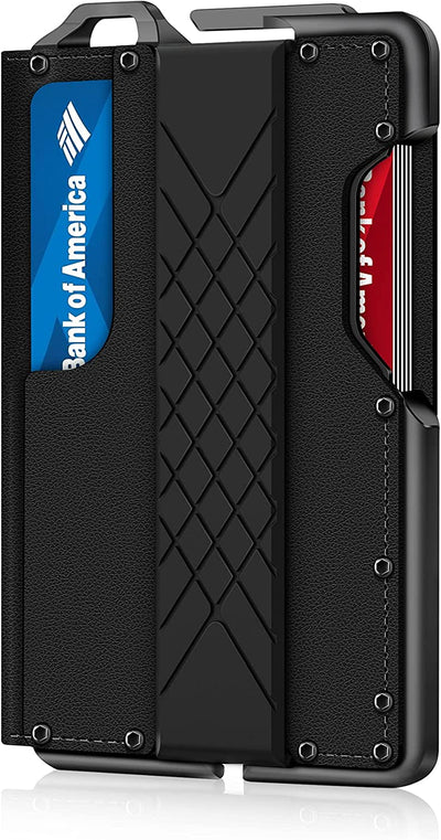 Tactical Minimalist Wallet for Men, Slim Rfid-Blocking Metal Card Holder, Front Pocket Men’S Leather Dapper Bifold Wallet with Money Clip Carbon Fiber