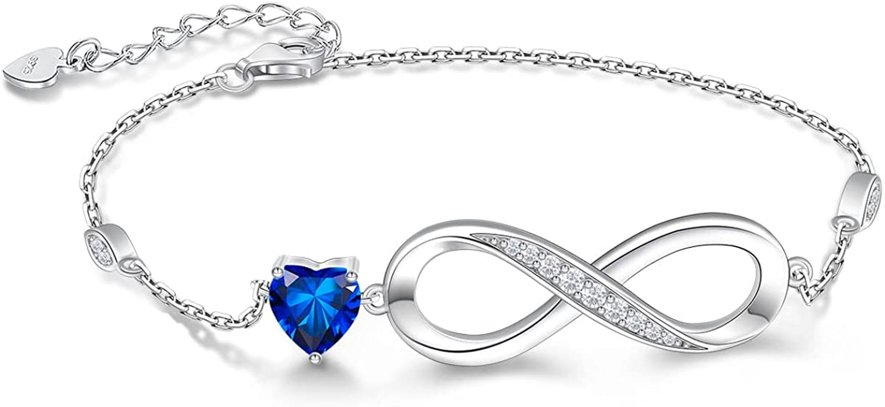Infinity Love Heart Symbol Charm Bracelet for Women 925 Sterling Silver Adjustable Birthday Christmas Valentine’S Day Jewelry Gift for Mom Women Wife Girls Sister Her Friends