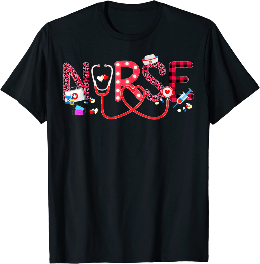 LOVE Stethoscope Nurse Life Valentine Day 2022 Women Gift T-Shirt