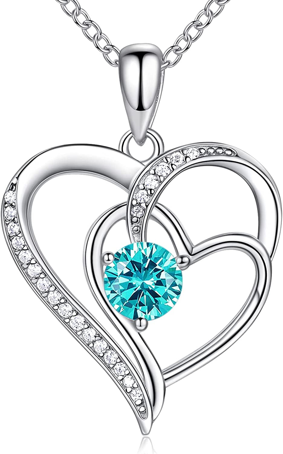 Heart Necklace for Women, 18K Gold over 925 Sterling Silver Necklace for Women with a Gemstone Birthstone, Birthday Anniversary Valentine Mother’S Day Christmas Jewelry Gifts for Women Mom Girlfriend Wife Her Sister Spouses