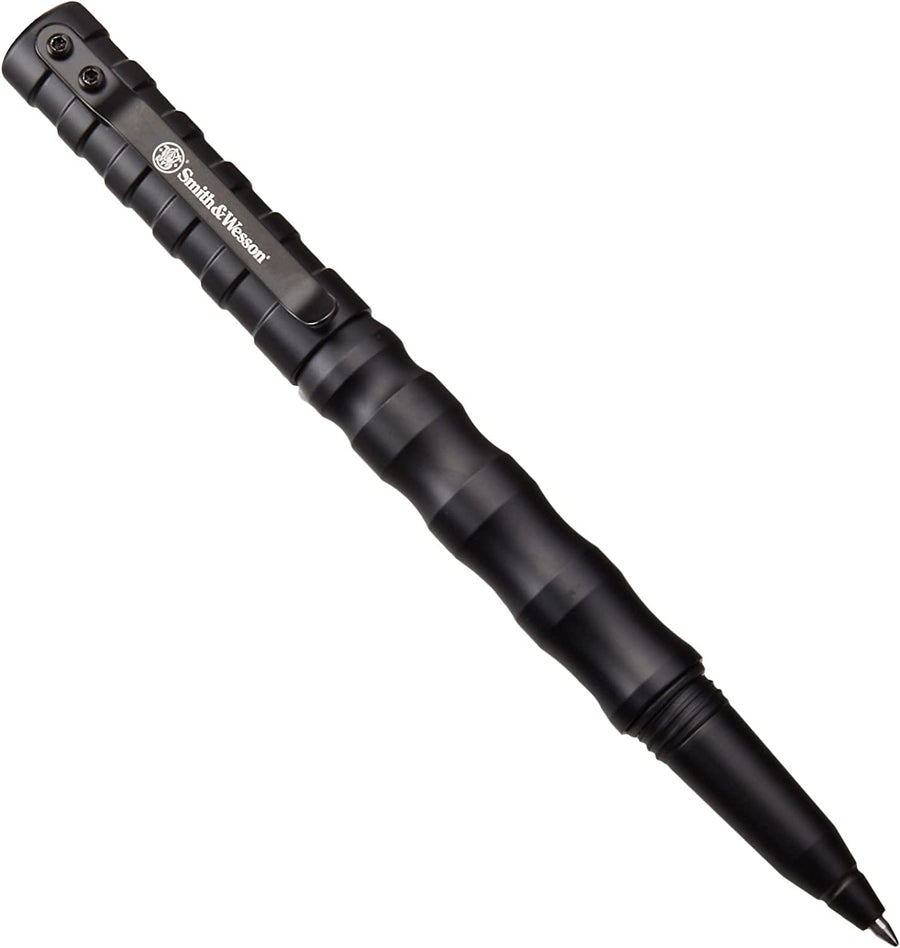 Smith & Wesson SWPENMP2BK 5.8In Aircraft Aluminum Refillable Tactical Screw Cap Pen for Outdoor, Survival, Camping and EDC