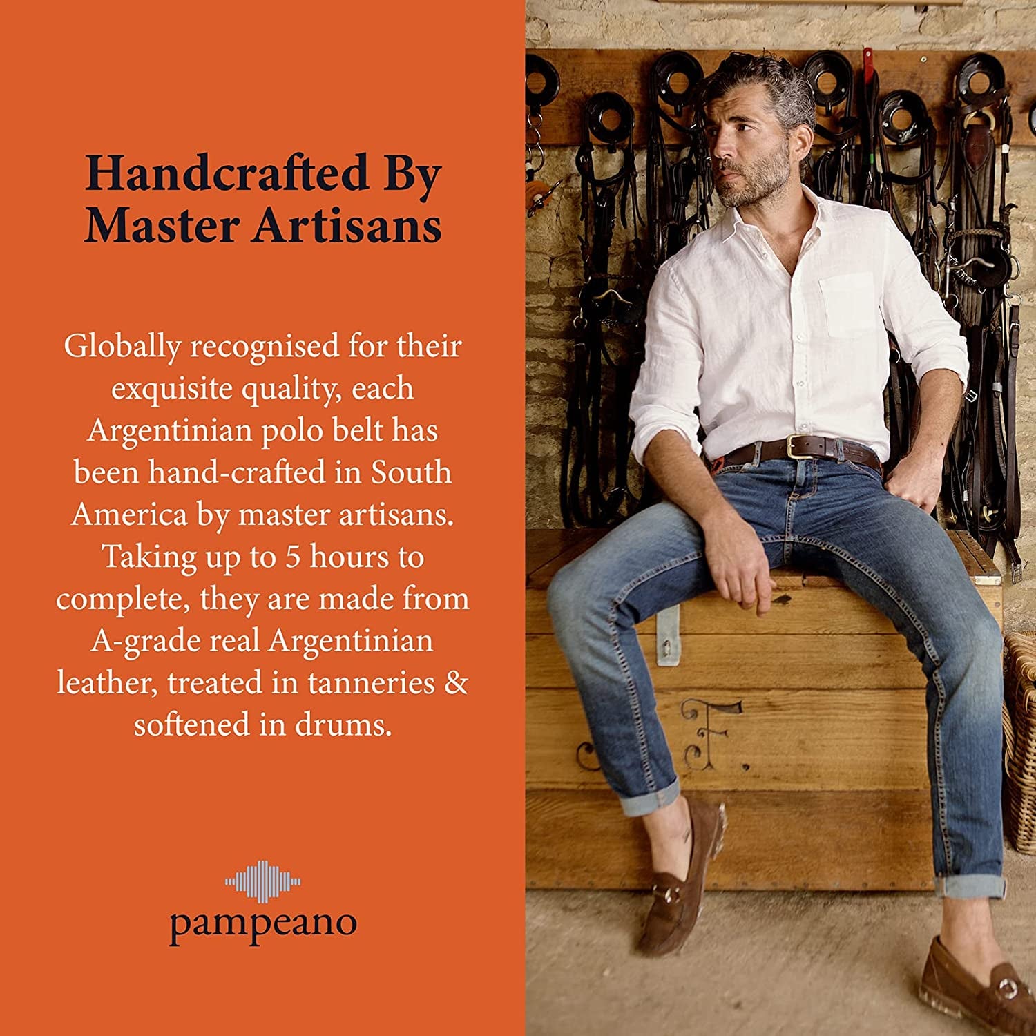 Polo Belt | Handmade by Master Artisans | Gift Boxed Argentine Gaucho Belts | Hand Stitched Argentinian Leather