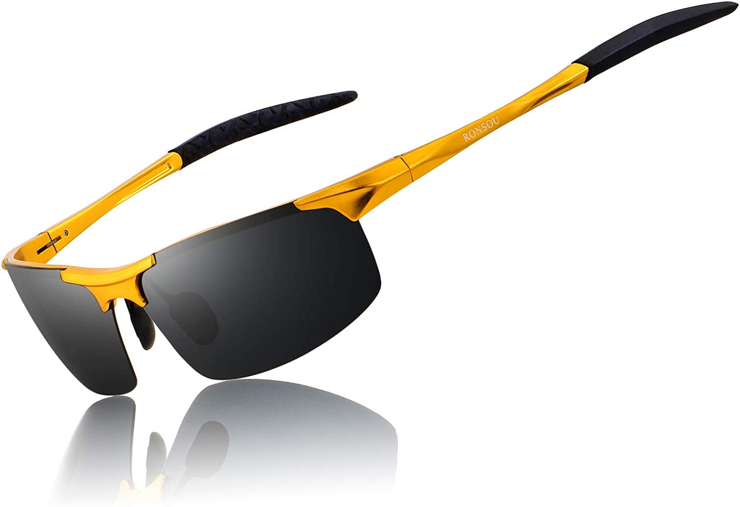 Men Sport Al-Mg Polarized Sunglasses Unbreakable for Driving Cycling Fishing Golf