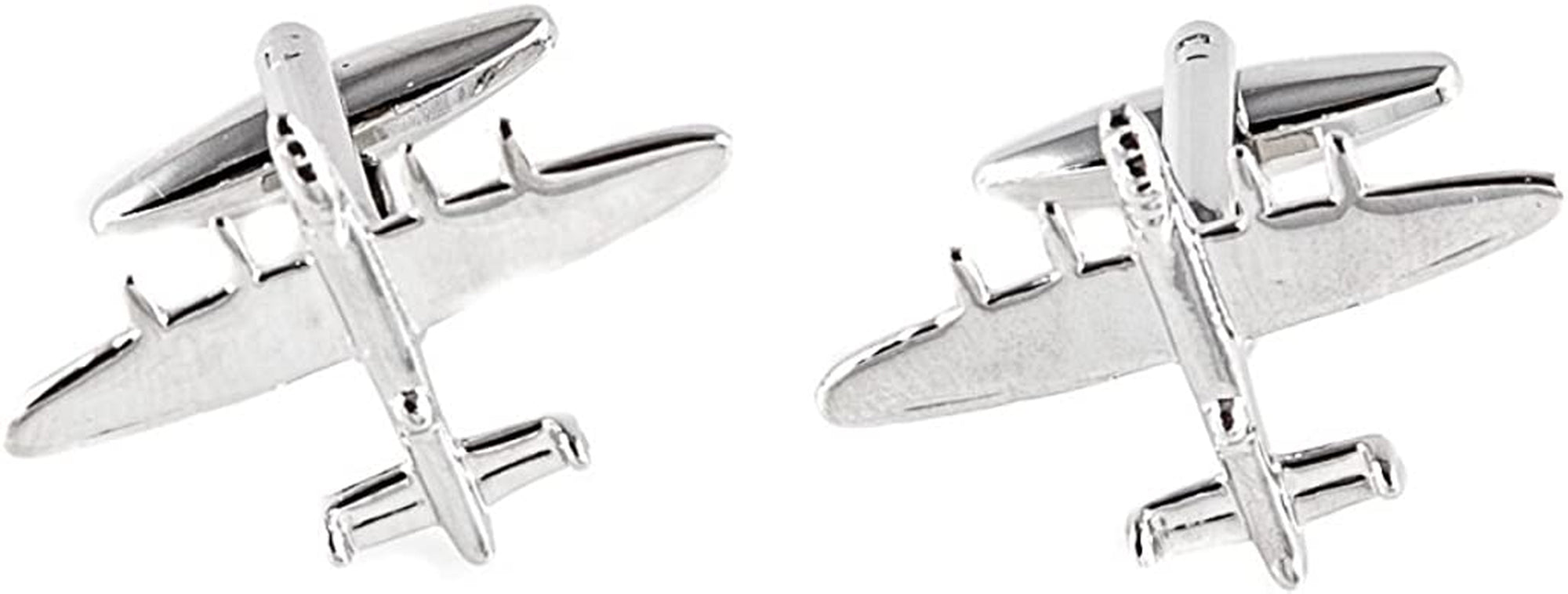 Plane Airplane Pilot Jets 6 Pairs Cufflinks in a Presentation Gift Box, Collar Tabs & Polishing Cloth