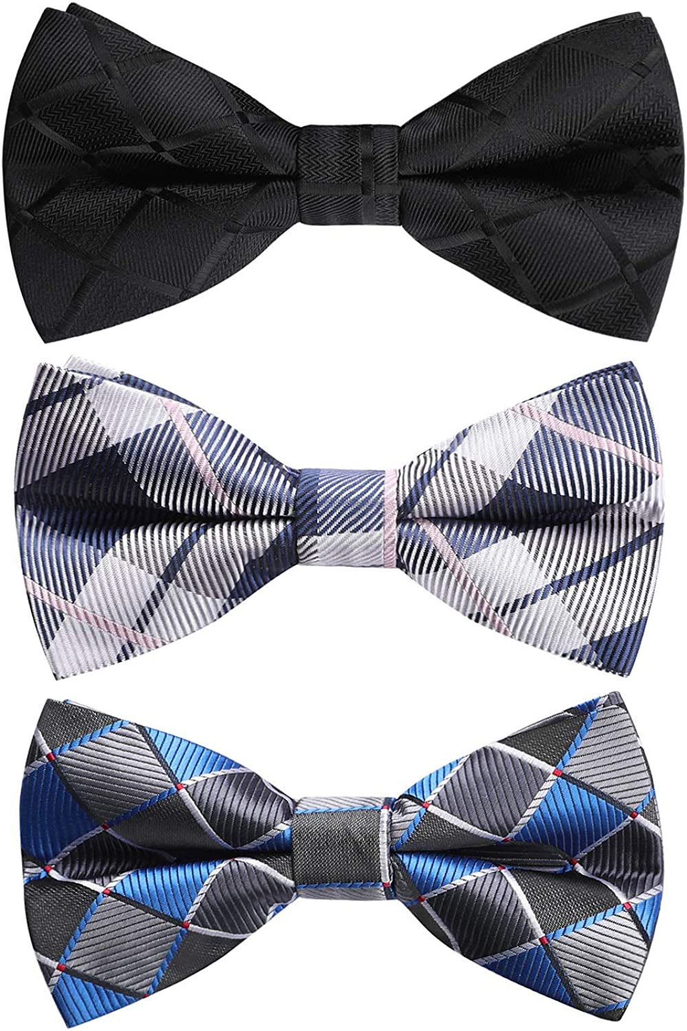 3/6 Pack Bow Ties for Men Paisley Plaid Dot Pre-Tie Bow Tie and Pocket Square Formal Bowties Handkerchief Set Adjustable