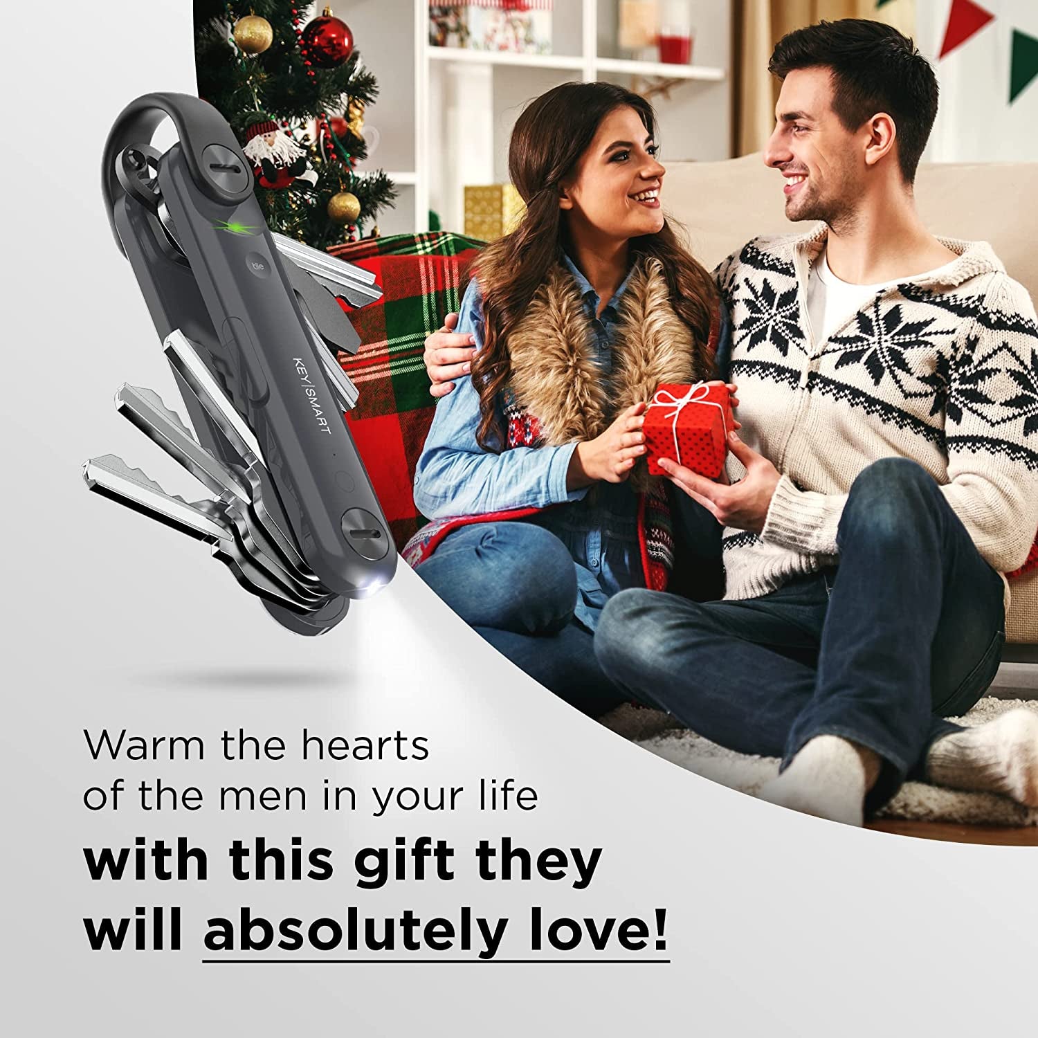 Keysmart Max - Great Gift for Men Key Organizer - Compact Trackable W LED Flashlight and Tile Bluetooth Key Finder - Attach Car Key Fob and Other Keychain Accessories (Up to 14 Keys, Steel Gray)