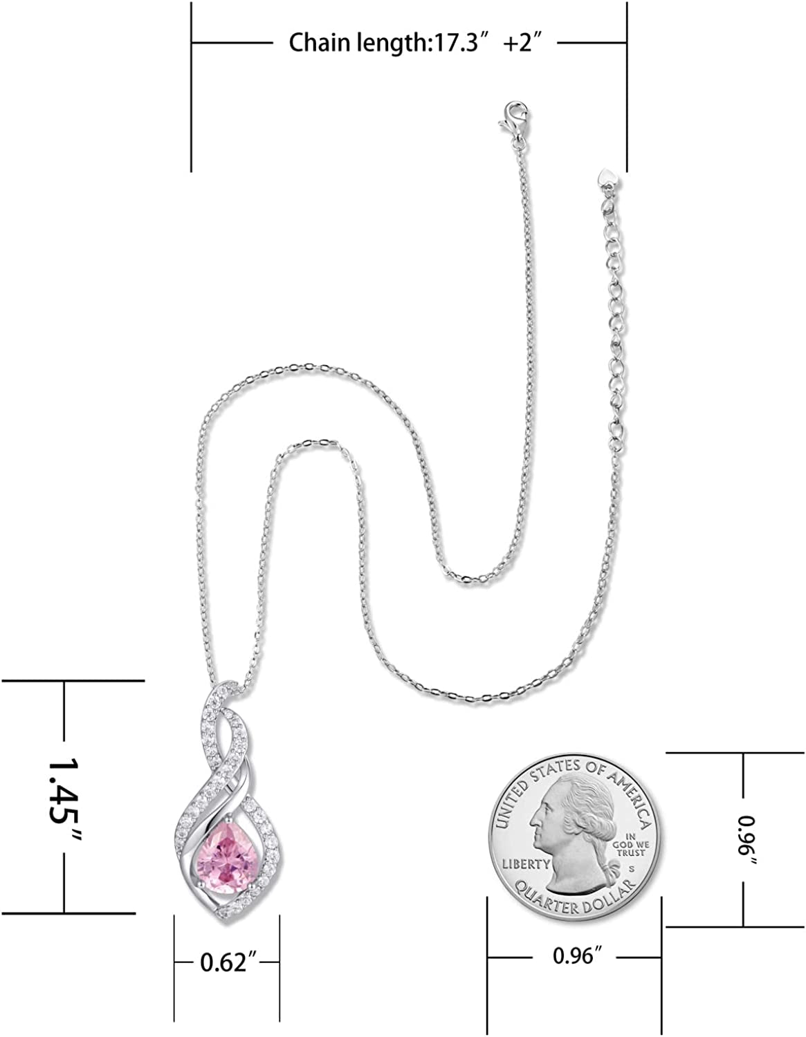 Infinity Necklace for Women Silver Plated Water Drop Pendant with Cubic Zirconia Birthstone Christmas Birthday Anniversary Valentine'S Day Gift for Women Wife Girlfriend