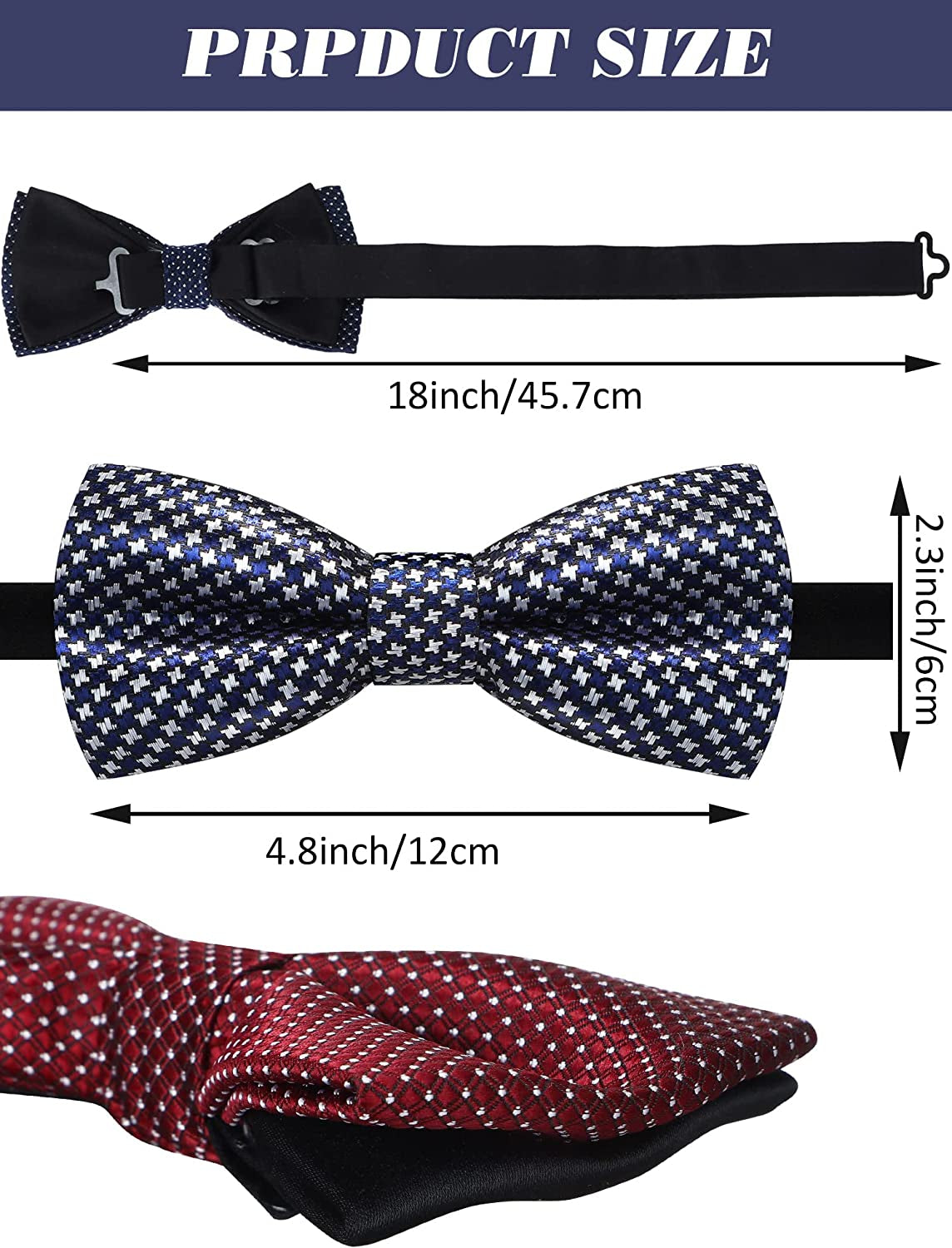 30 Pieces Elegant Pre Tied Bow Ties for Men Boys with Adjustable Floral Neck Band Bowties for Kids Pre Tied Set