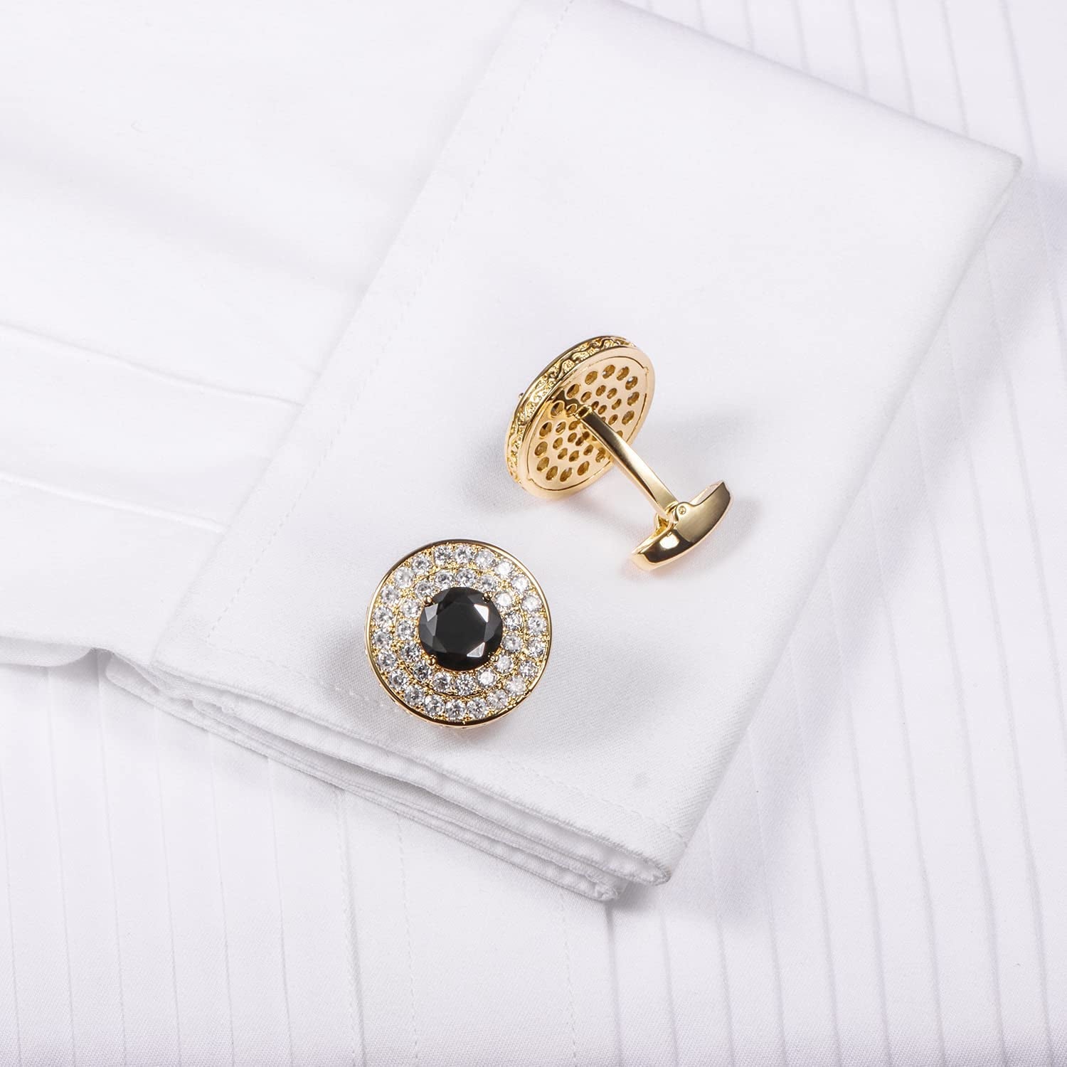 Cufflinks for Men, Gold Diamond Crystal Cufflinks for Groom Husband Personalized Gifts, Mens Formal Wedding Business Cufflinks, Luxurious Gorgeous Cuff Links French Shirt Accessories