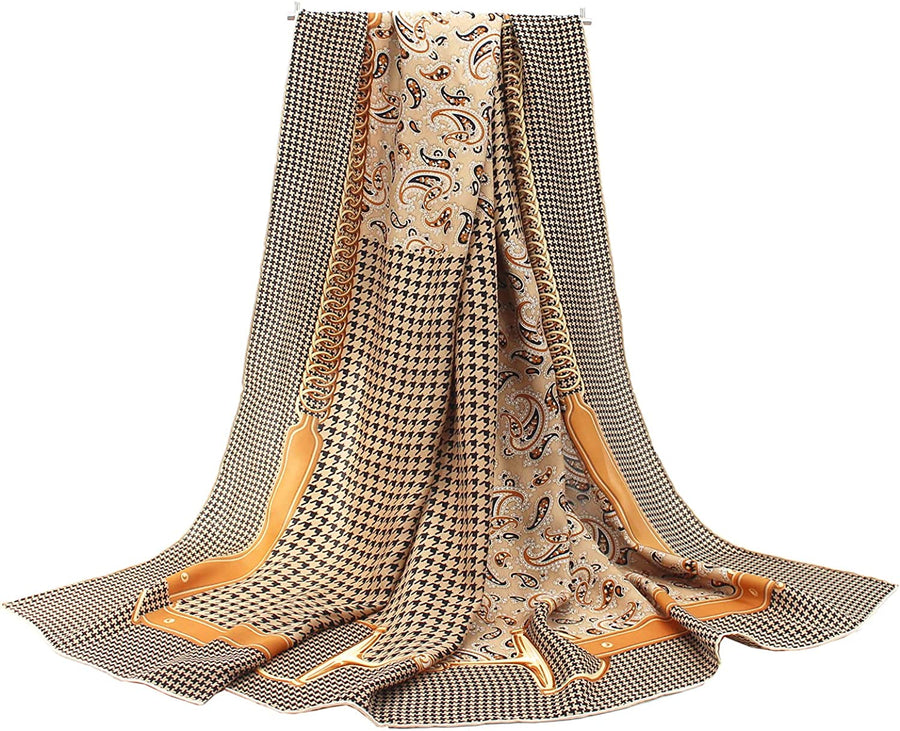 ANDANTINO 100% Pure Mulberry Silk Scarf 43" Large Square Lightweight Headscarf& Shawl–Women Hair Wraps-With Gift Packed