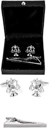 Scales of Justice Attorney Lawyer Judge Law Pair of Cufflinks and Tie Bar Clip with a Presentation Gift Box