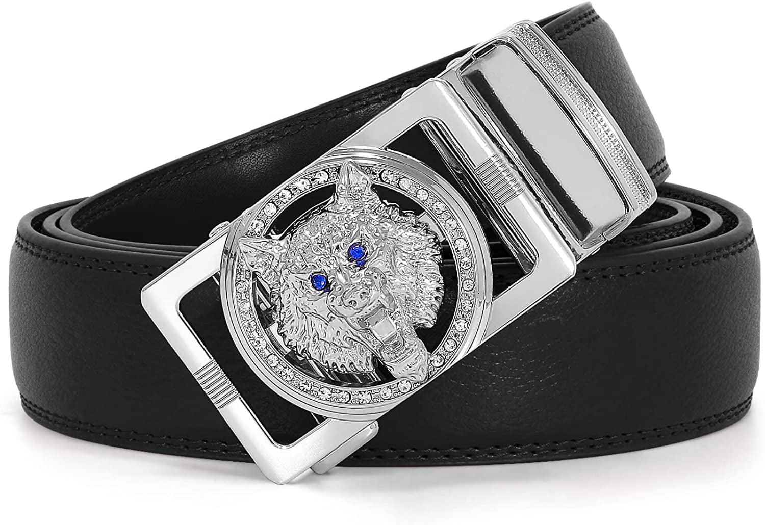 Men'S Ratchet Belt for Dress 2Pack Slid Leather Belt with Automatic Click Buckle