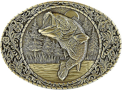Large Mouth Bass Solid Brass Belt Buckle Western Frame Made in USA