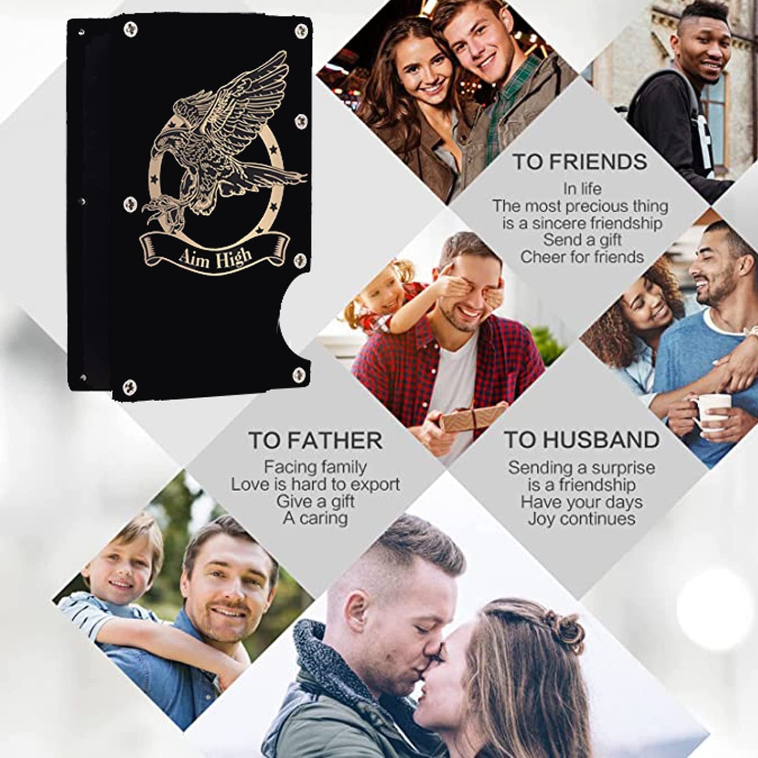 Aluminum Pocket Wallet Slim RFID Front Minimalist Metal Money Clip Blocking Credit Card Case for Men