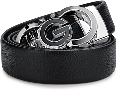 Leather Ratchet Belts for Men Automatic Buckle Casual Work Dress Belt with Gift Box