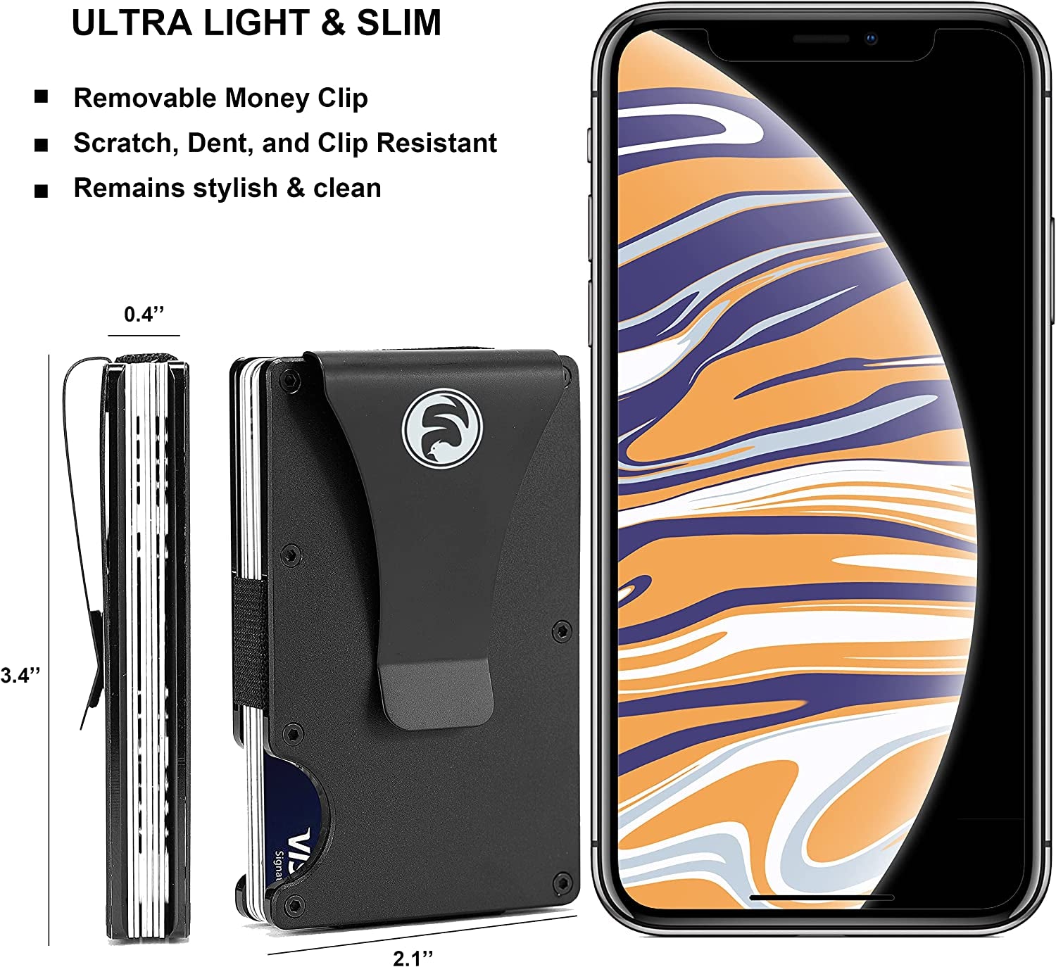 Men Minimalist Metal Wallet with Money Clip for Dad Husband Son Boyfriend - Personalized Front Pocket Aluminum Wallets for Business Travel - RFID Blocking Slim Credit Card Holder