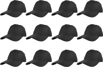 Plain Blank Baseball Caps Adjustable Back Strap Wholesale LOT 12 PC'S