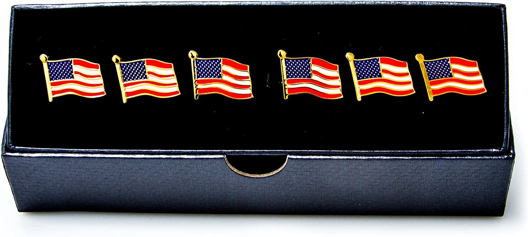 United States of America Flag USA Tuxedo Cufflinks and Studs Set in a Presentation Gift Box & Polishing Cloth