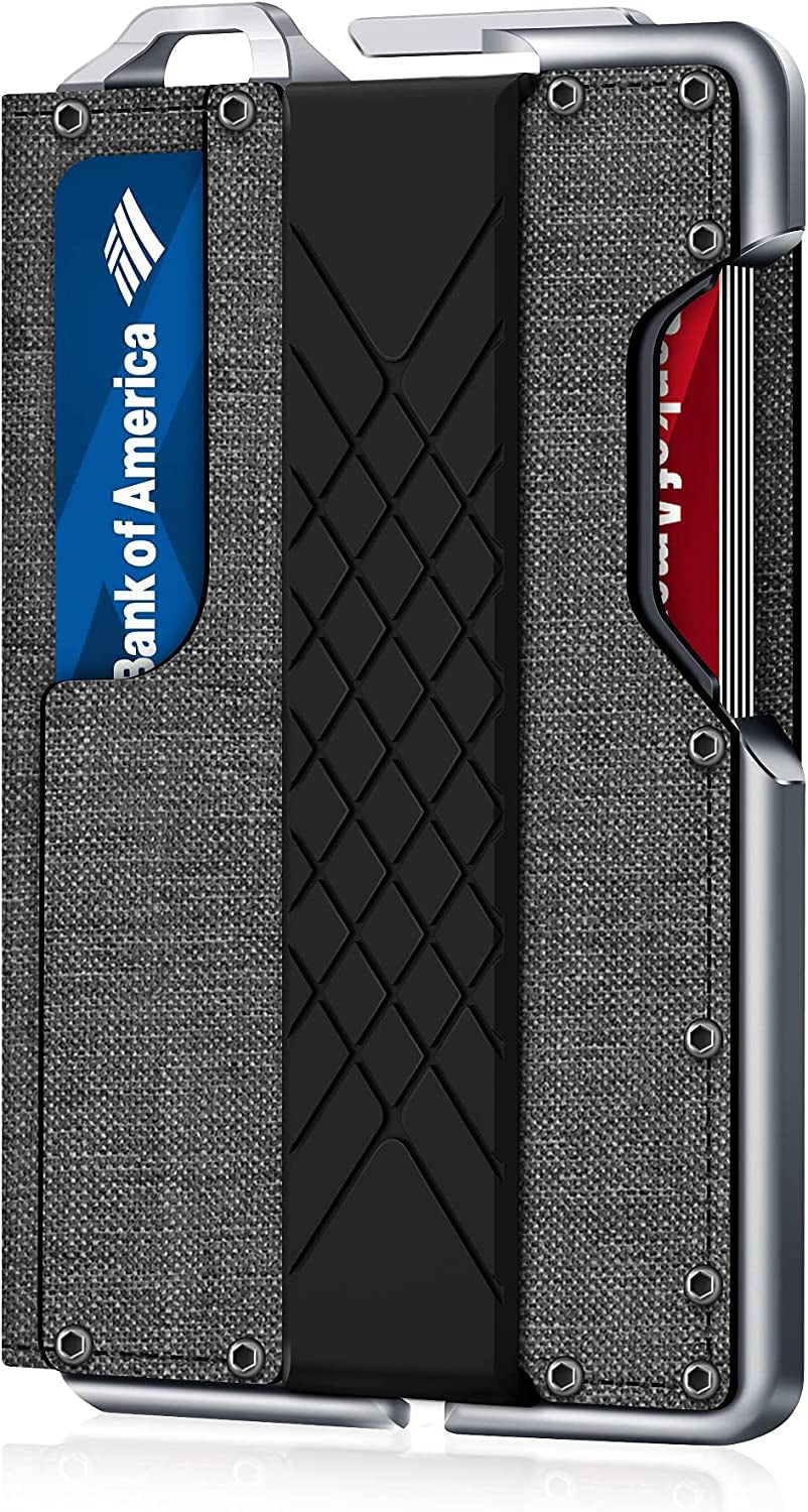 Tactical Minimalist Wallet for Men, Slim Rfid-Blocking Metal Card Holder, Front Pocket Men’S Nylon Leather Dapper Bifold Wallet with Money Clip Camouflage