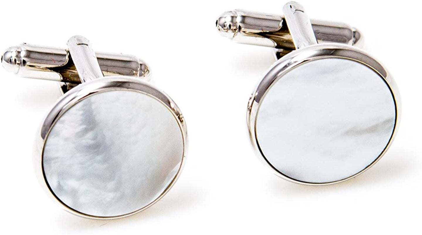 Mother of Pearl Cufflinks and Studs Tuxedo Set in a Presentation Gift Box & Polishing Cloth