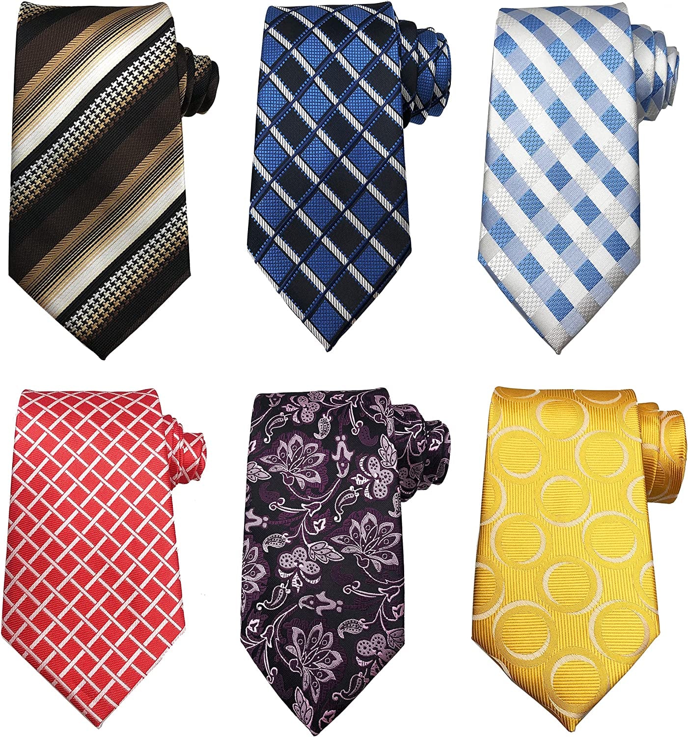 Lot 6 PCS Men'S Silk Tie Woven Necktie Jacquard Classic Ties for Men