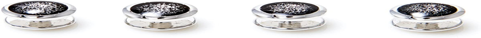 Black Diamond Dust Formal Set Tuxedo Cufflinks & Studs Set in a Presentation Gift Box & Polishing Cloth