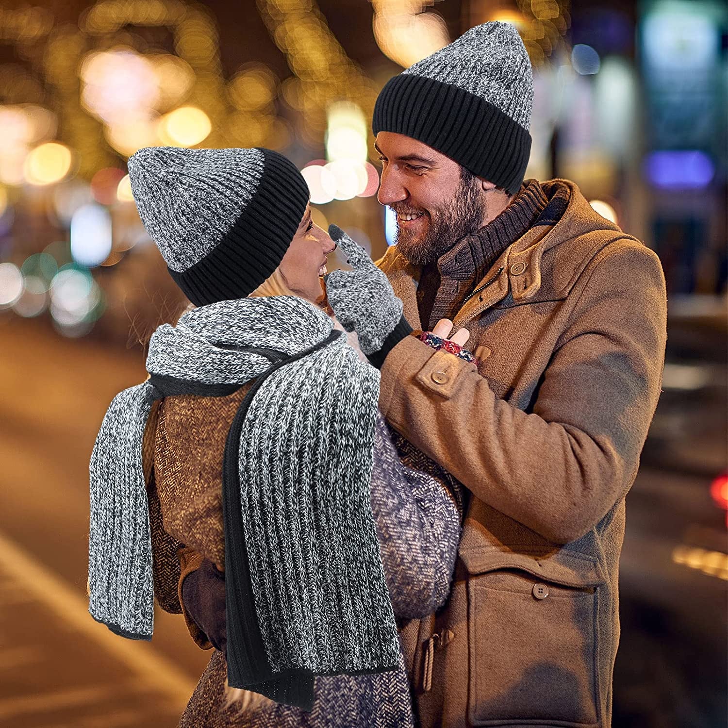 Winter Hats Scarf Gloves Warm Fleece Lined Knit Hat Ear Warmers Socks for Women and Men