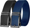 Golf Belts for Men 2 Pack Mens Ratchet Casual Belts for Jeans Adjustable Slide Belt Click Gun Belt Web Nylon Belt
