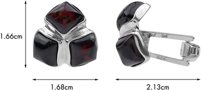 Cherry Amber Sterling Silver Cufflinks Square