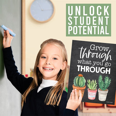 9 Cactus Classroom Decor Signs - Welcome Sign for Classroom Motivational Posters for Classroom Bulletin Board Decorations, Growth Mindset Classroom Posters Elementary, Middle School, Classroom Rules