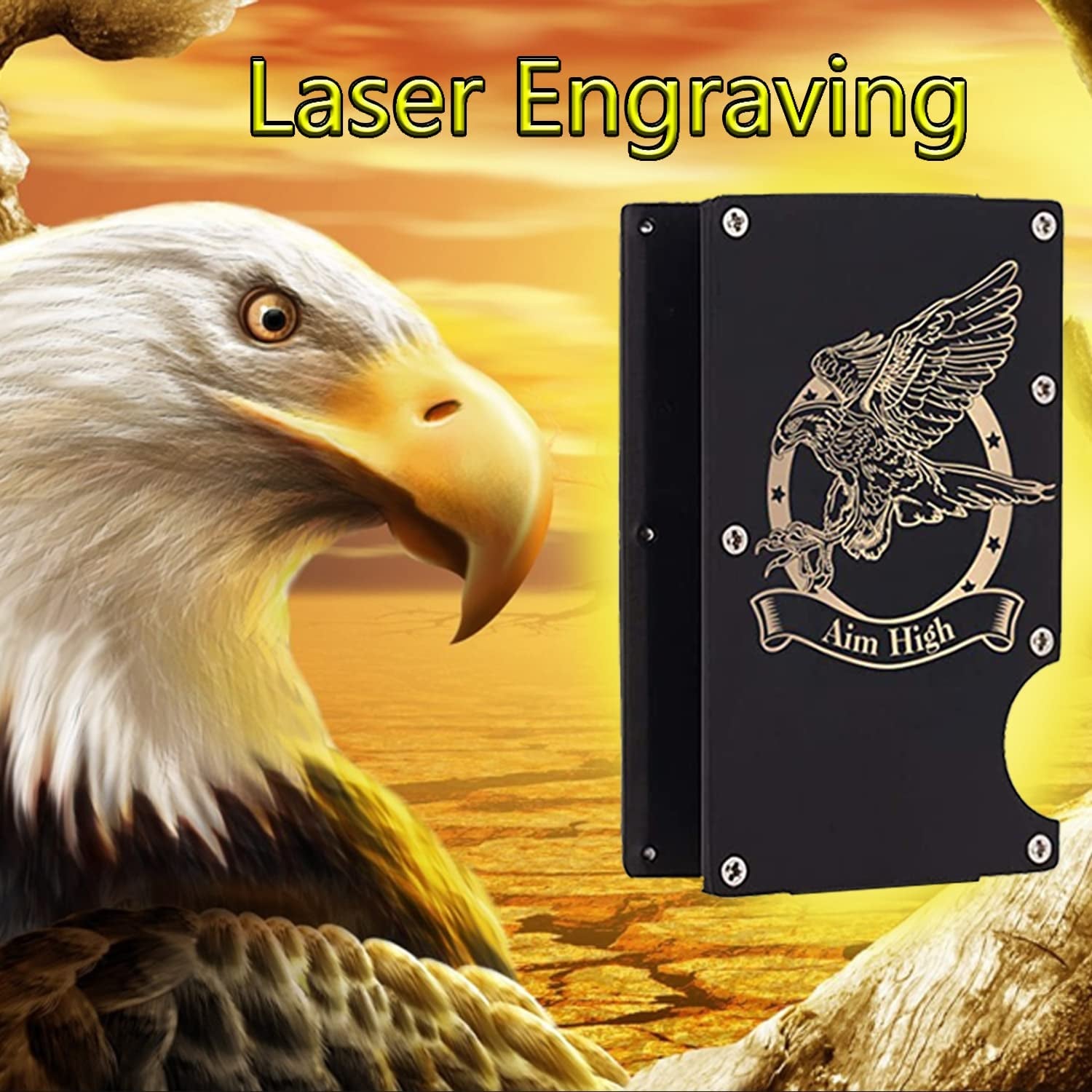 Aluminum Pocket Wallet Slim RFID Front Minimalist Metal Money Clip Blocking Credit Card Case for Men