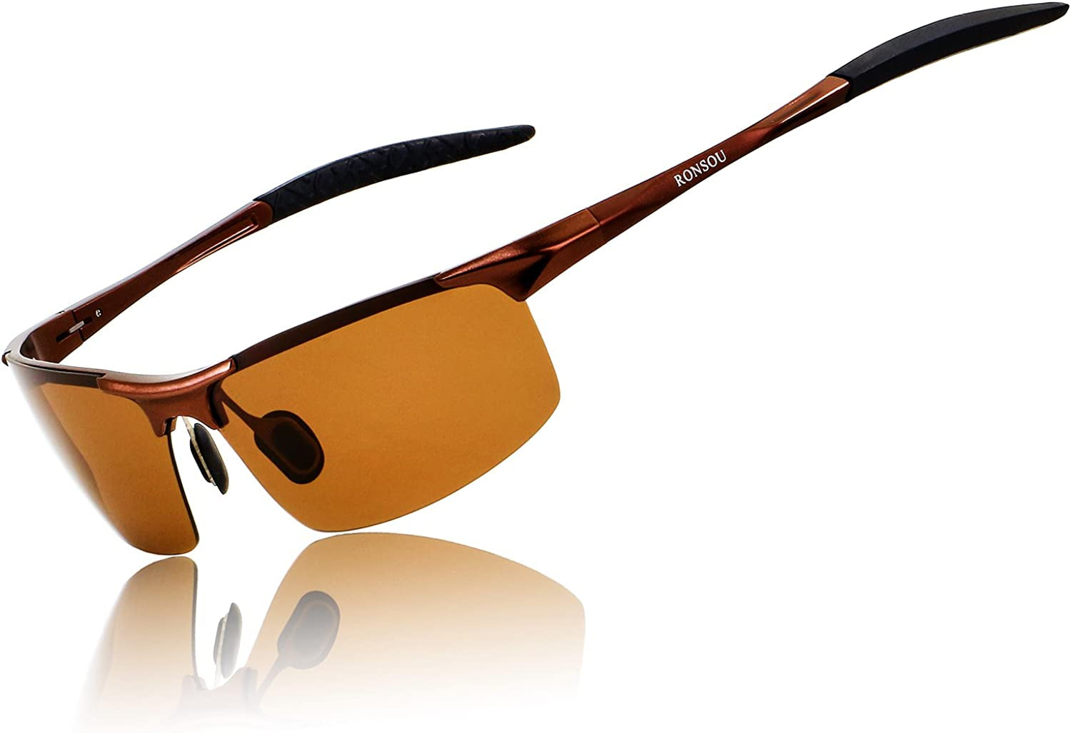 Men Sport Al-Mg Polarized Sunglasses Unbreakable for Driving Cycling Fishing Golf