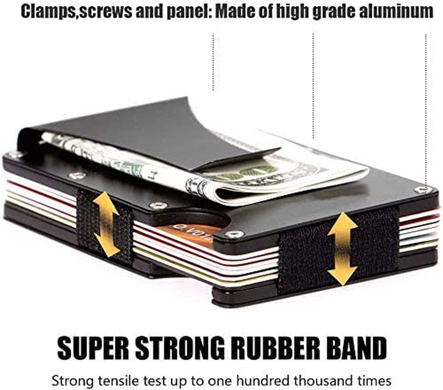 Aluminum Pocket Wallet Slim RFID Front Minimalist Metal Money Clip Blocking Credit Card Case for Men