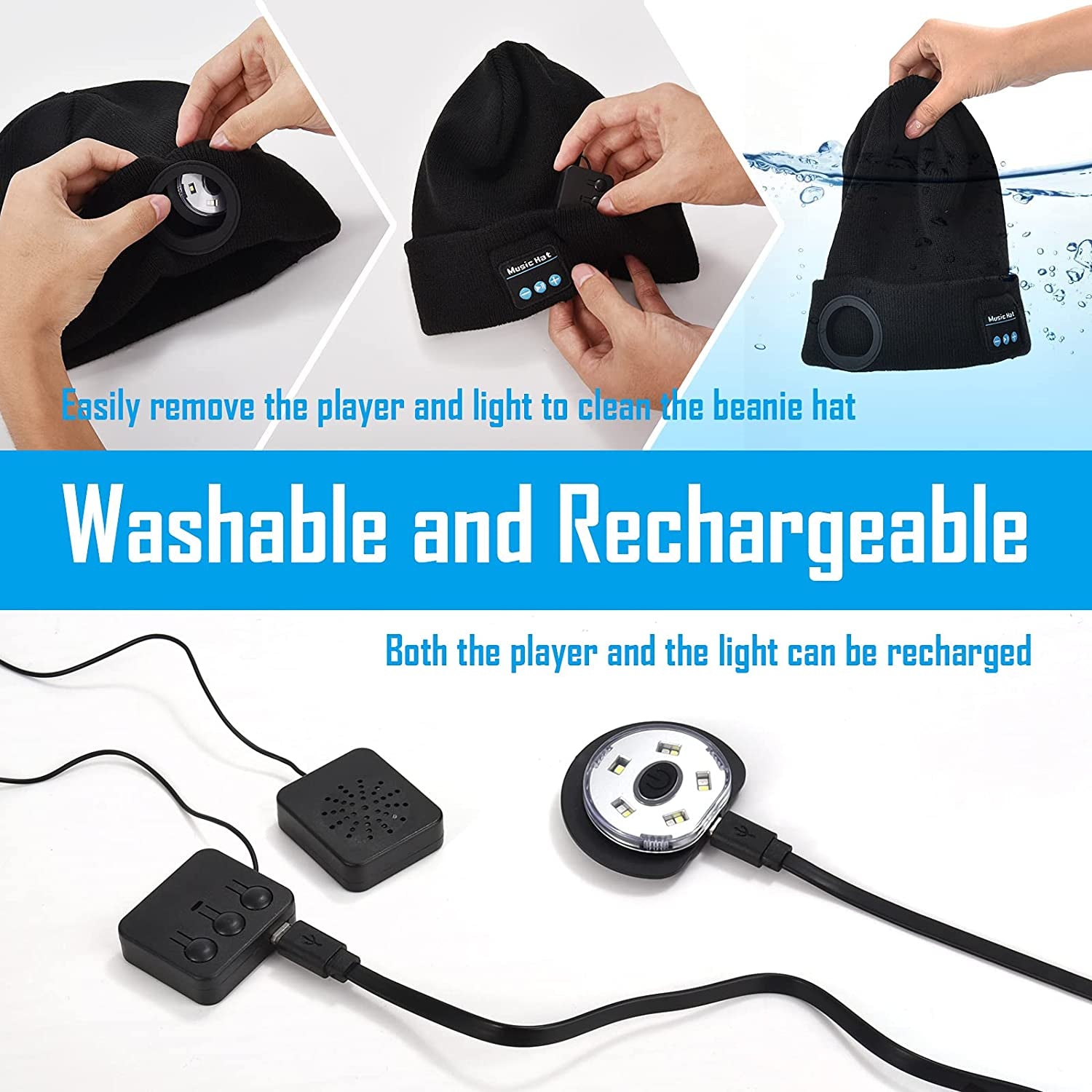 Stocking Stuffers for Men, LED Bluetooth Beanie Hat Men Gifts for Christmas Cool Gadgets for Men, Dad, Him