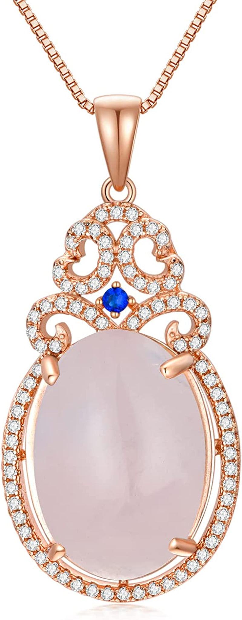 Rose Gold Rose Quartz Pendant Necklace Teardrop Pink Love Crystal Necklace Jewelry Valentine'S Day Birthday Mother'S Day Gifts for Women Girls Wife Mom Girlfriend Her