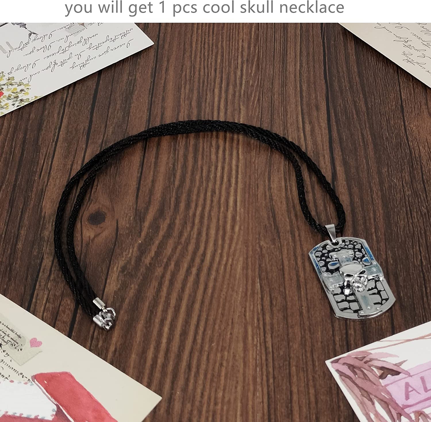 Mens Real Leather Skull Cross Biker Wallet with Chain Coins Pocket Black