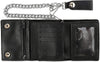 RFID Blocking Men'S Tri-Fold Vintage Biker Cowhide Top Grain Leather Steel Chain Wallet,Snap Closure, Made in Usa,Gl315,Black