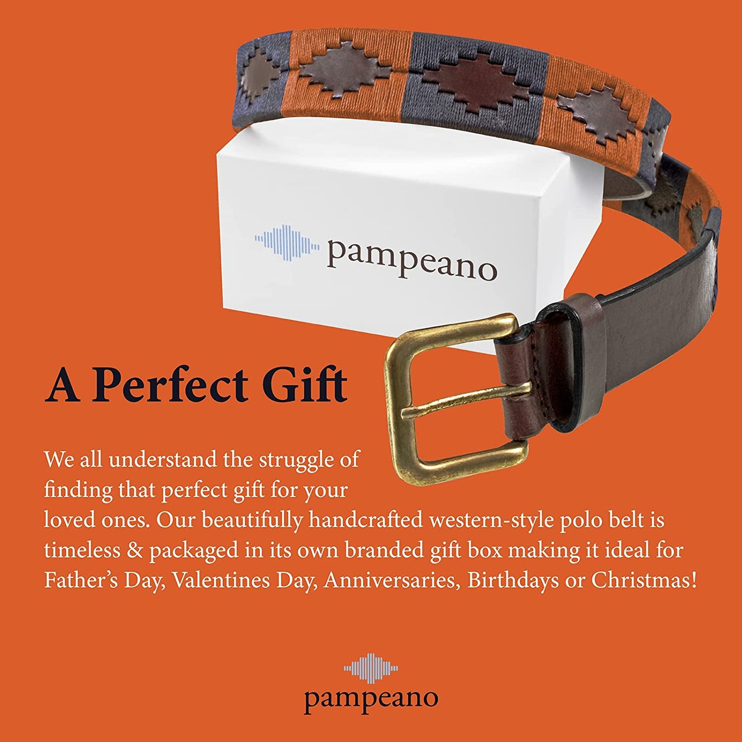 Polo Belt | Handmade by Master Artisans | Gift Boxed Argentine Gaucho Belts | Hand Stitched Argentinian Leather