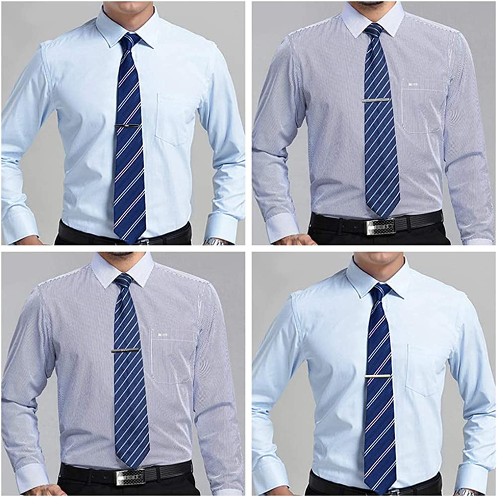 Tie Clip Cufflinks Set for Men Necktie Tie Bar Clips Business Shirts Tuxedo Wedding Gift with Box Silver-Tone Gold-Tone Black