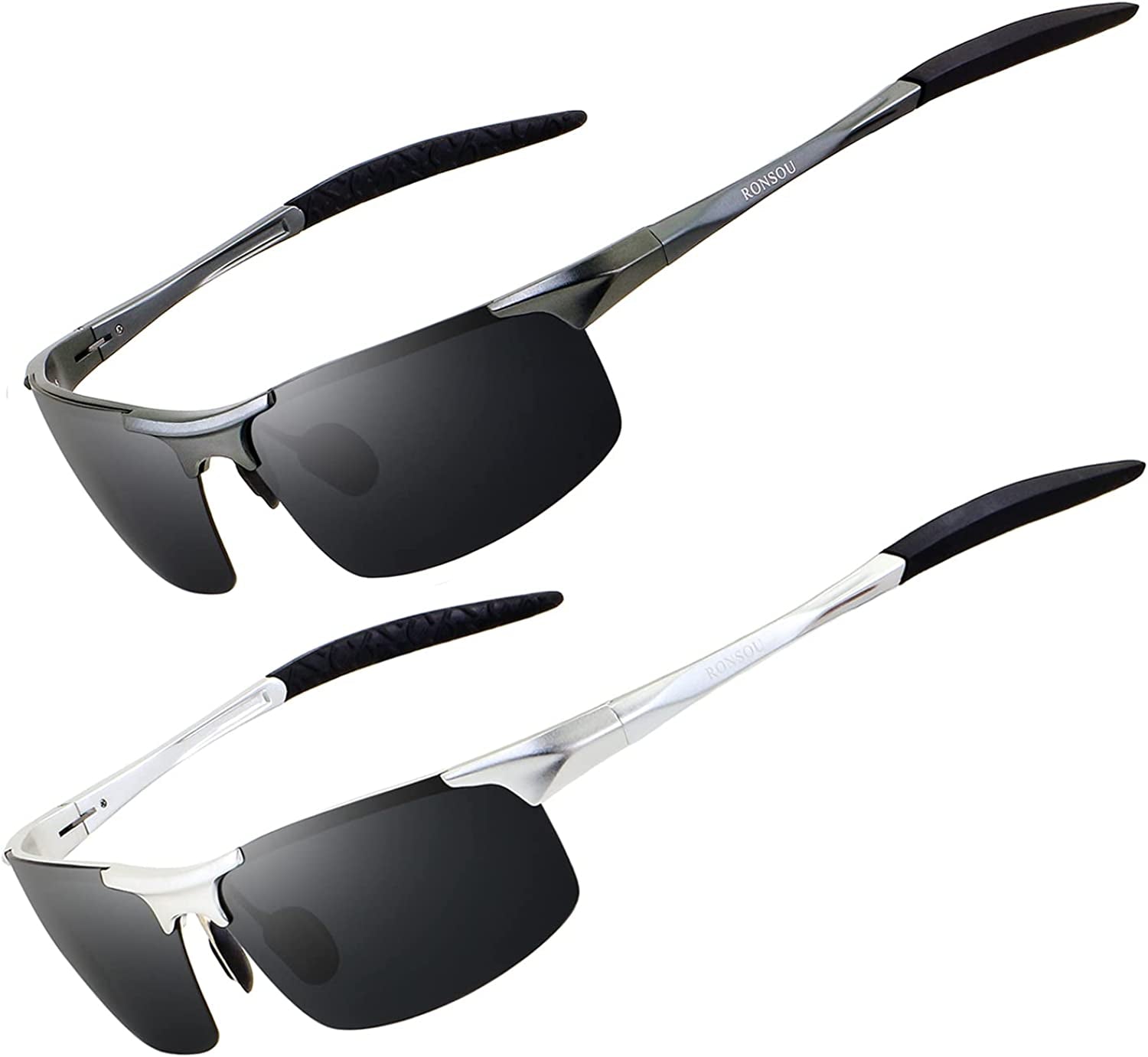 Men Sport Al-Mg Polarized Sunglasses Unbreakable for Driving Cycling Fishing Golf