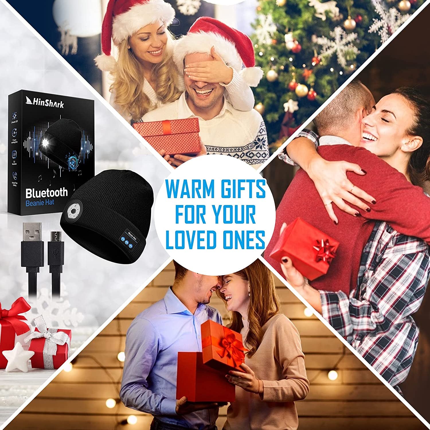 Stocking Stuffers for Men, LED Bluetooth Beanie Hat Men Gifts for Christmas Cool Gadgets for Men, Dad, Him