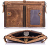 Genuine Leather Wallet for Men Vintage Bifold with Double Zipper Pockets (Brown)