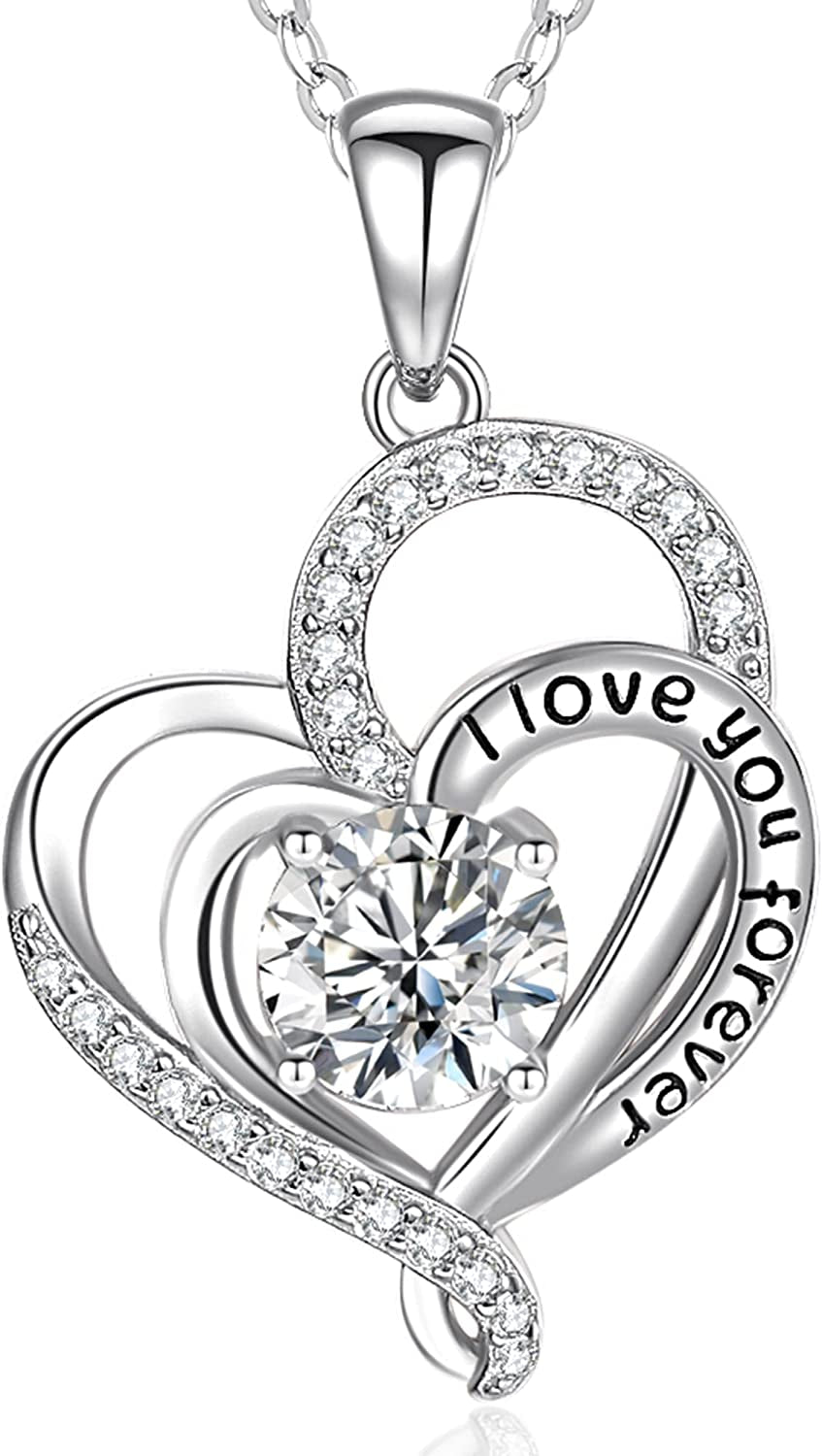925 Sterling Silver Forever Love Pendant Necklace with 5A CZ | Women Jewelry Gifts | Anniversary Christmas Valentine’S Day Birthday Mother’S Day