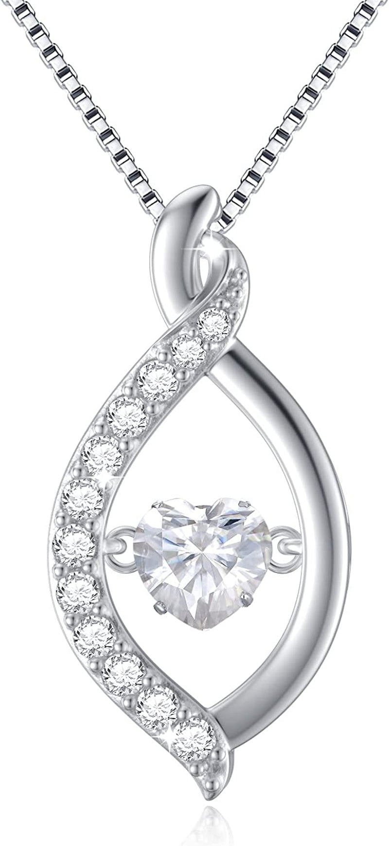 Moissanite Necklace for Women, 18K Gold Plated Sliver Moissanite Diamond Necklace, Anniversary Birthday Gifts for Her Wife Mom Grandma