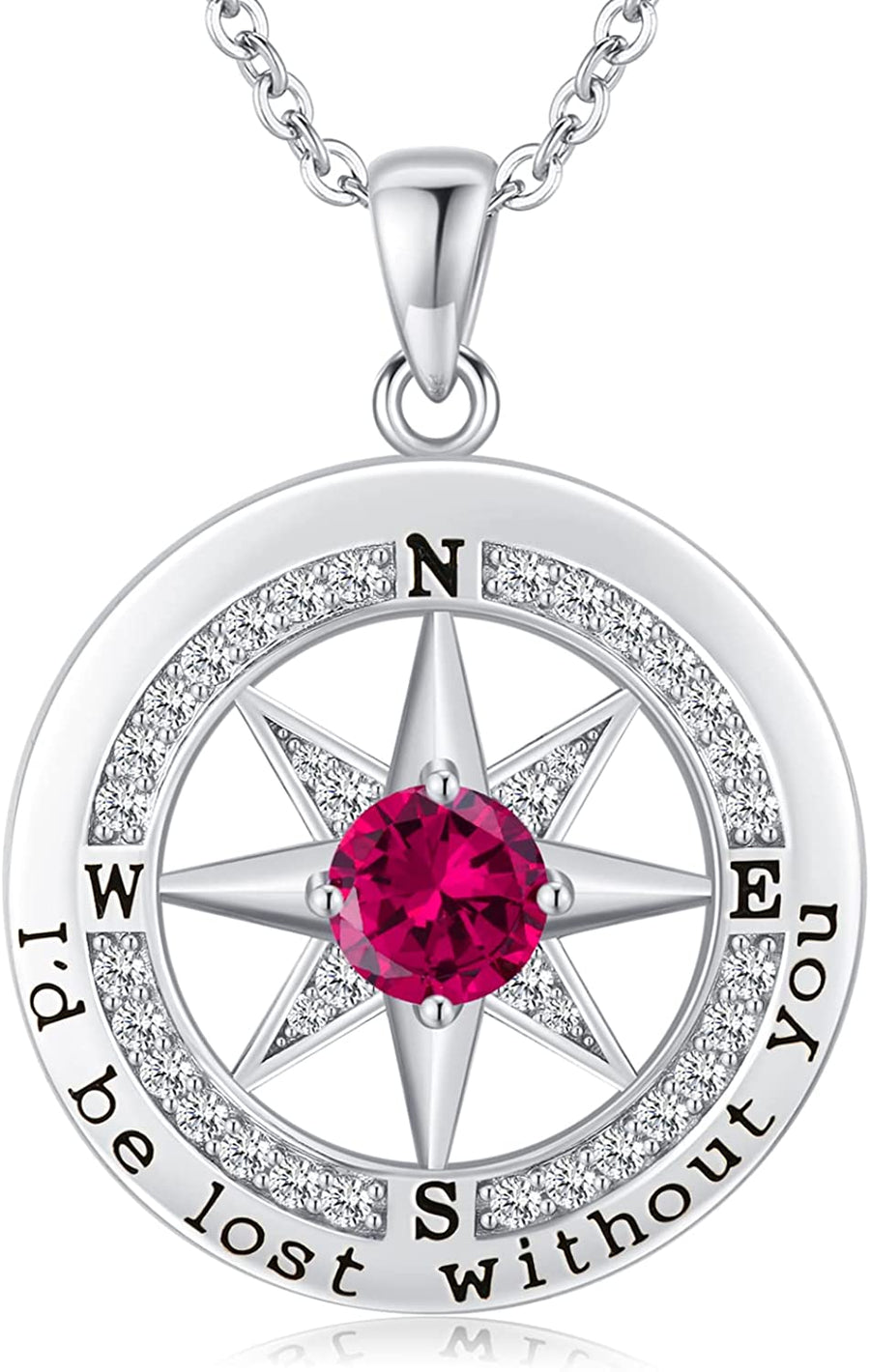 S925 Necklace Gift for Wife, Compass Jewelry Women Wedding Anniversary, Sterling Silver Girlfriend Birthday Gifts for Her, Girls Necklaces for Daughter Valentines Day, I'D Be Lost without You
