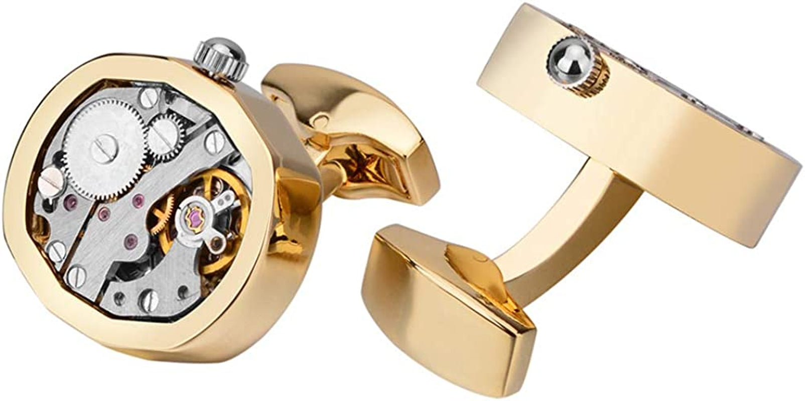 Stainless Steel Kinetic Working Watch Cuff Links Movement Steampunk Cufflinks