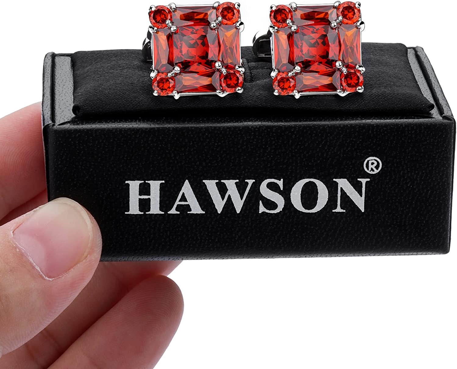 Shiny Cufflinks for Men'S Fancy Shirt for Suit, in Gift Box, Matching with Solid Tie in Red White Black Blue Easily, Designed