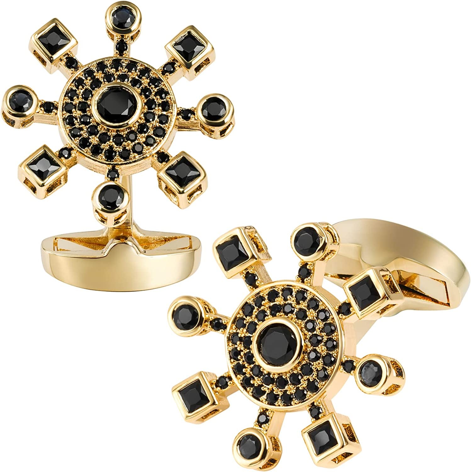 Cufflinks for Men, Gold Diamond Crystal Cufflinks for Groom Husband Personalized Gifts, Mens Formal Wedding Business Cufflinks, Luxurious Gorgeous Cuff Links French Shirt Accessories